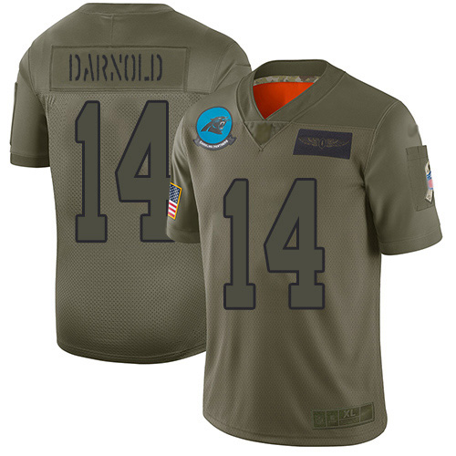 Panthers #14 Sam Darnold Camo Men's Stitched Limited 2019 Salute To Service Jersey