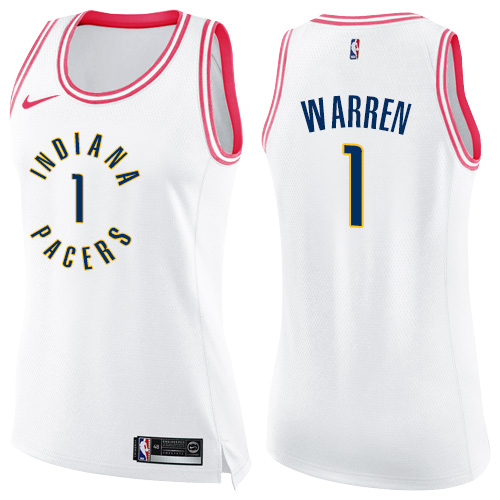 Indiana Pacers #1 TJ Warren White/Pink Womens Swingman Fashion Jersey Womens