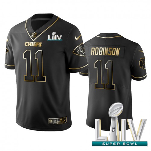 Kansas City Chiefs #11 Demarcus Robinson Black Golden Super Bowl LIV 2020 Limited Edition Stitched Jersey Men's