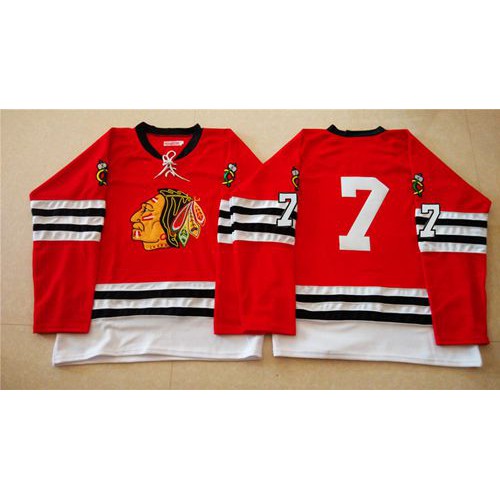 Mitchell And Ness 1960-61 Chicago Blackhawks #7 Chris Chelios Red Stitched Jersey Men's