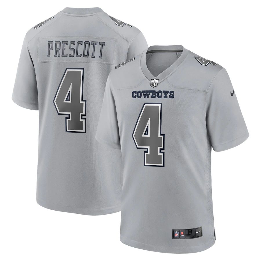 Dallas Cowboys #4 Dak Prescott Men's Gray Atmosphere Fashion Game Jersey