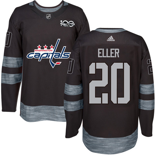 Adidas Washington Capitals #20 Lars Eller Black 1917-2017 100th Anniversary Stitched Jersey Men's