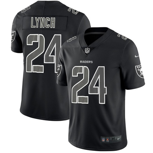 Las Vegas Raiders #24 Marshawn Lynch Black Men's Stitched Limited Rush Impact Jersey Men's