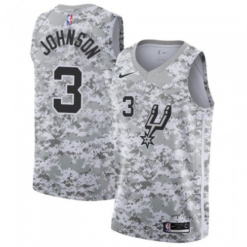 San Antonio Spurs #3 Keldon Johnson White Camo Womens Swingman Earned Edition Jersey Womens