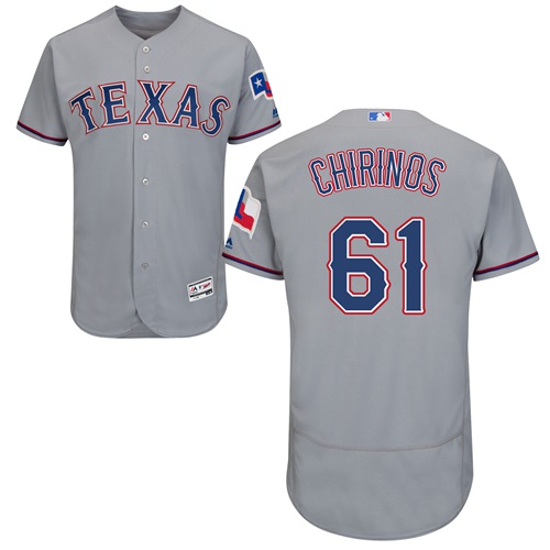 Texas Rangers #61 Robinson Chirinos Grey Flexbase Authentic Collection Stitched Jersey Men's