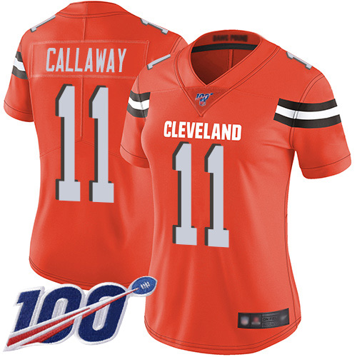 Cleveland Browns #11 Antonio Callaway Orange Alternate Women's Stitched 100th Season Vapor Limited Jersey Womens