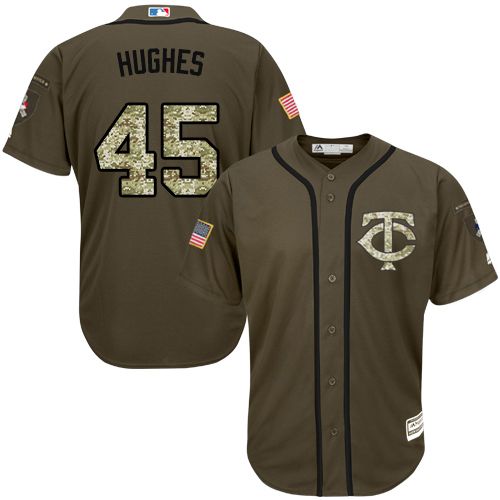 Minnesota Twins #45 Phil Hughes Green Salute to Service Stitched Jersey Men's