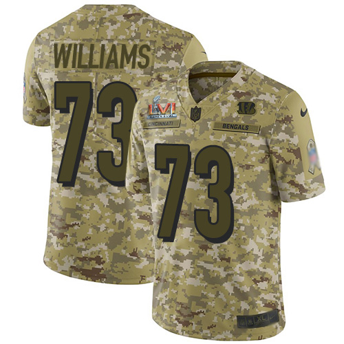 Cincinnati Bengals #73 Jonah Williams Camo Super Bowl LVI Patch Men's Stitched Limited 2018 Salute To Service Jersey Men's