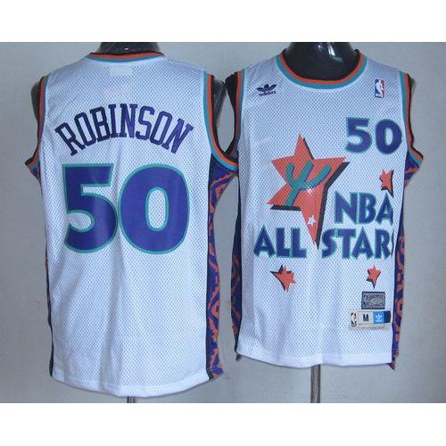 San Antonio Spurs #50 David Robinson White 1995 All-Star Throwback Stitched Jersey Mens