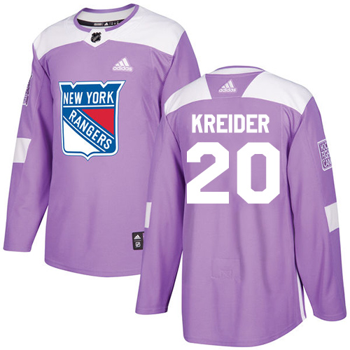 Adidas New York Rangers #20 Chris Kreider Purple Authentic Fights Cancer Stitched Jersey Men's
