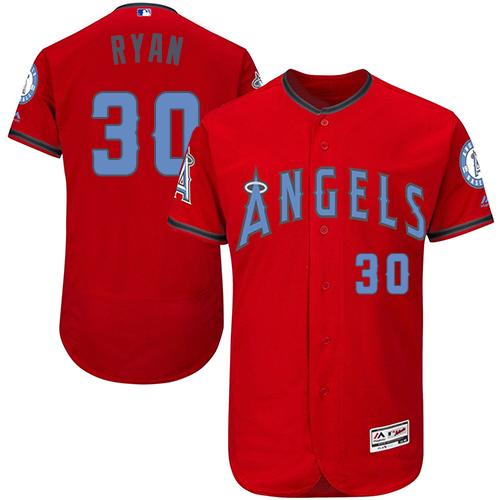 Los Angeles Angels of Anaheim #30 Nolan Ryan Red Flexbase Authentic Collection Father's Day Stitched Jersey Men's