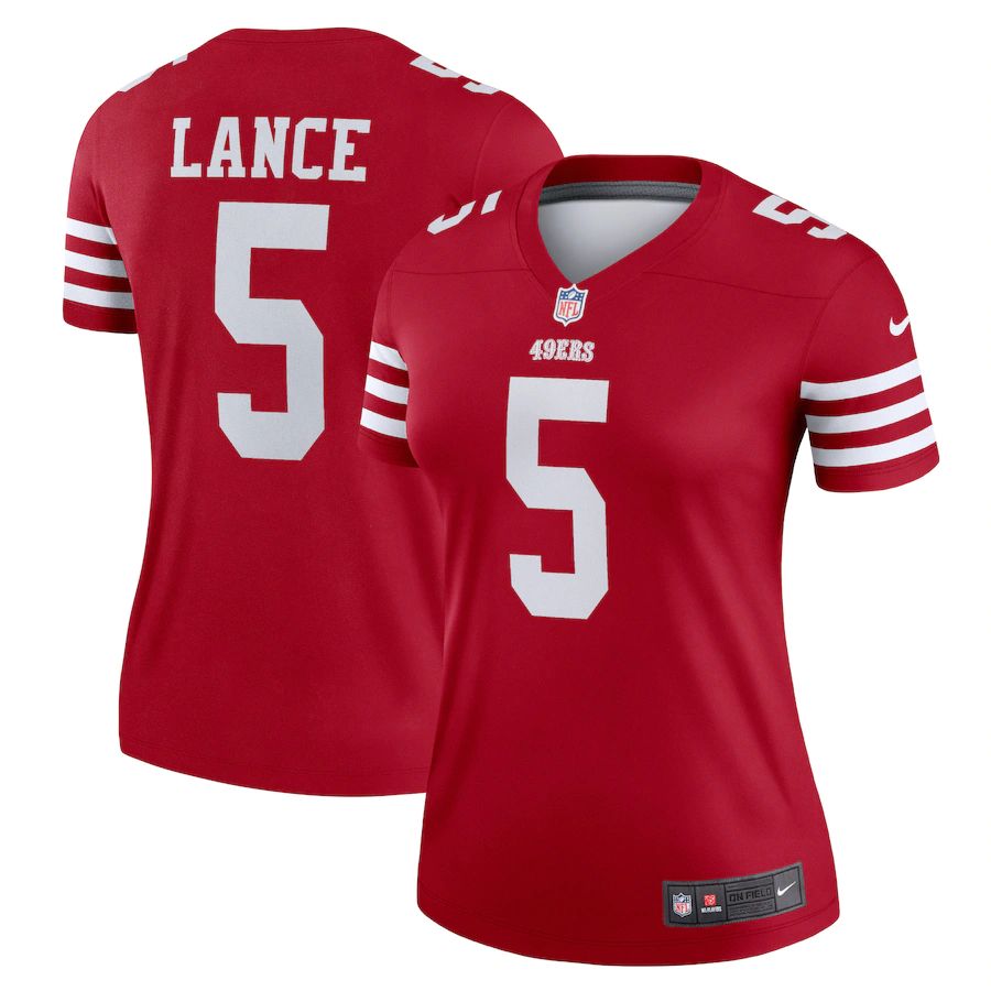 San Francisco 49ers #5 Trey Lance Scarlet Women's 2022-23 Legend Jersey