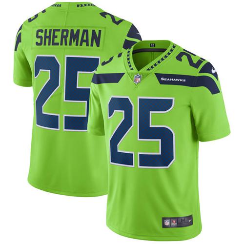 Seattle Seahawks #25 Richard Sherman Green Men's Stitched Limited Rush Jersey Men's
