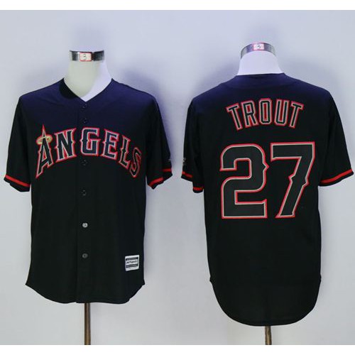 Los Angeles Angels of Anaheim #27 Mike Trout Black New Cool Base Fashion Stitched Jersey Men's