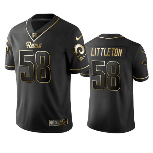Los Angeles Rams #58 Cory Littleton Black Golden Limited Edition Stitched Jersey Men's