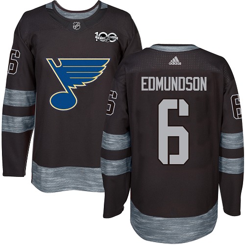 Adidas St. Louis Blues #6 Joel Edmundson Black 1917-2017 100th Anniversary Stitched Jersey Men's