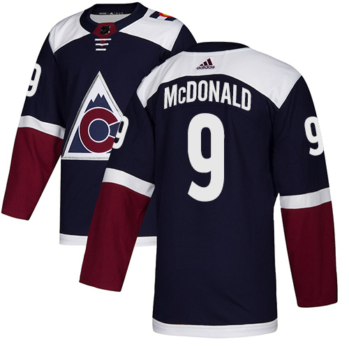 Adidas Colorado Avalanche #9 Lanny McDonald Navy Alternate Authentic Stitched Jersey Men's