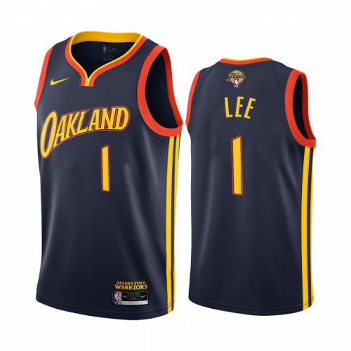 Golden State Warriors #1 Damion Lee Navy Swingman 2022 Finals City Edition Jersey Mens