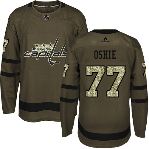 Adidas Washington Capitals #77 T. J. Oshie Green Salute to Service Stitched Youth Jersey Youth
