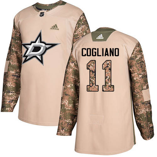 Adidas Dallas Stars #11 Andrew Cogliano Camo Authentic 2017 Veterans Day Stitched Jersey Men's