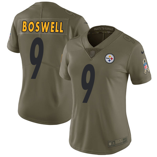 Pittsburgh Steelers #9 Chris Boswell Olive Women's Stitched Limited 2017 Salute to Service Jersey Womens