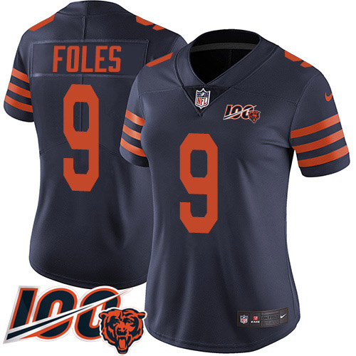 Chicago Bears #9 Nick Foles Navy Blue Alternate Women's Stitched 100th Season Vapor Untouchable Limited Jersey Womens