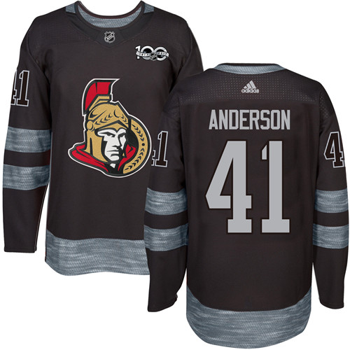 Adidas Ottawa Senators #41 Craig Anderson Black 1917-2017 100th Anniversary Stitched Jersey Men's