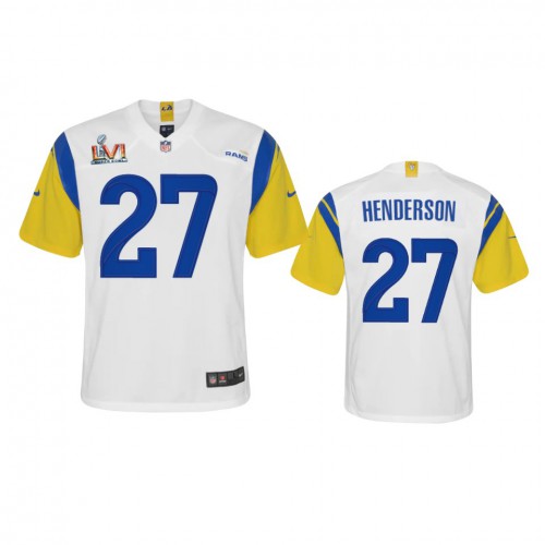 Los Angeles Los Angeles Rams #27 Darrell Henderson Youth Super Bowl LVI Patch Alternate Game Jersey - White Youth