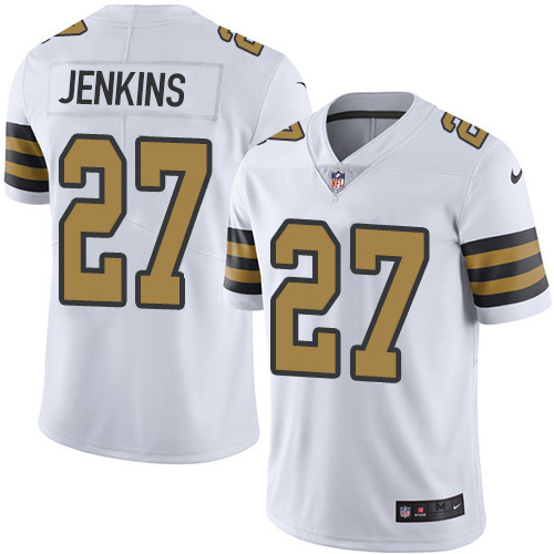 New Orleans Saints #27 Malcolm Jenkins White Men's Stitched Limited Rush Jersey Men's