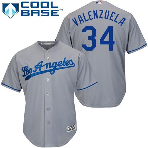 Los Angeles Dodgers #34 Fernando Valenzuela Grey Cool Base Stitched Youth Jersey Youth