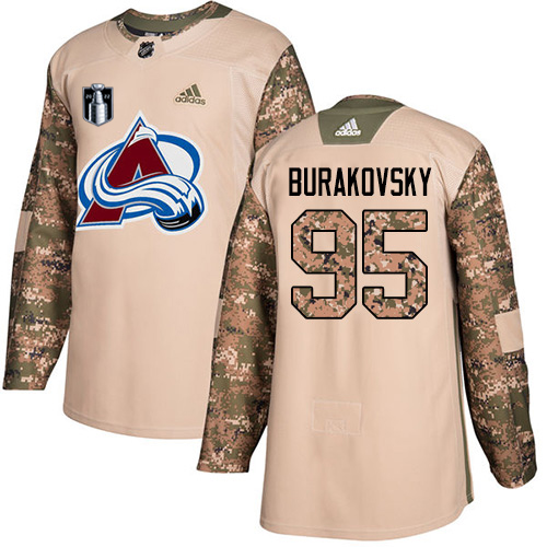 Adidas Colorado Avalanche #95 Andre Burakovsky Camo Authentic 2022 Stanley Cup Final Patch Veterans Day Stitched Jersey Men's