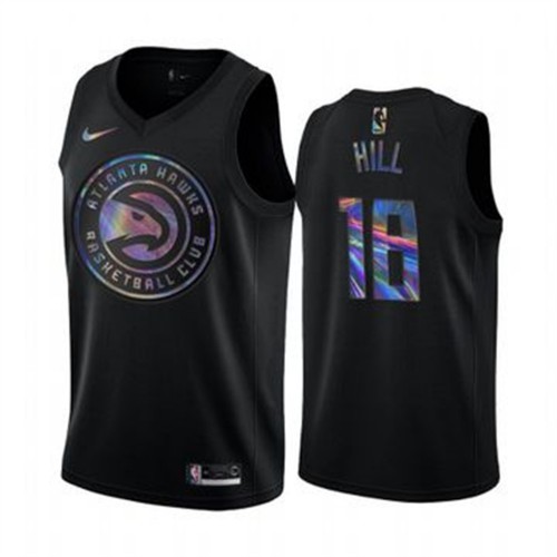 Atlanta Hawks #18 Solomon Hill Mens Iridescent Holographic Collection Jersey - Black Mens