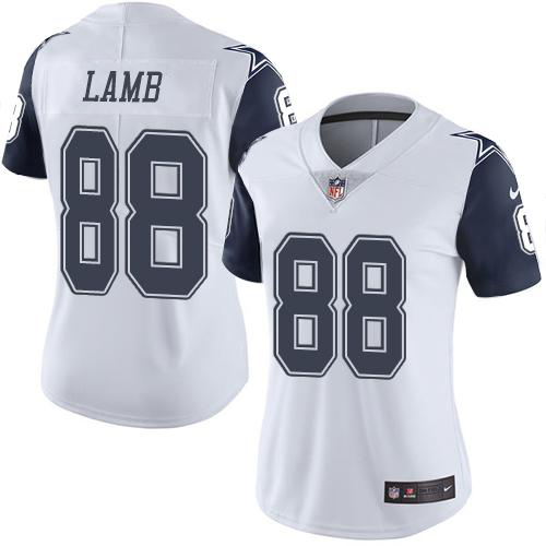 Cowboys #88 CeeDee Lamb White Women's Stitched Limited Rush Jersey