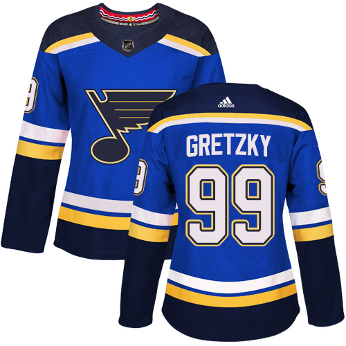 Adidas St. Louis Blues #99 Wayne Gretzky Blue Home Authentic Women's Stitched Jersey Womens