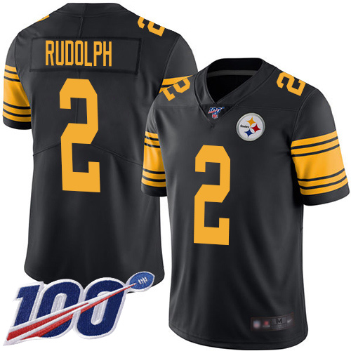 Pittsburgh Steelers #2 Mason Rudolph Black Youth Stitched Limited Rush 100th Season Jersey Youth