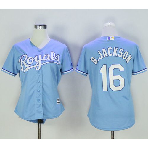 Kansas City Royals #16 Bo Jackson Light Blue Women's Alternate 1 Stitched Jersey Womens