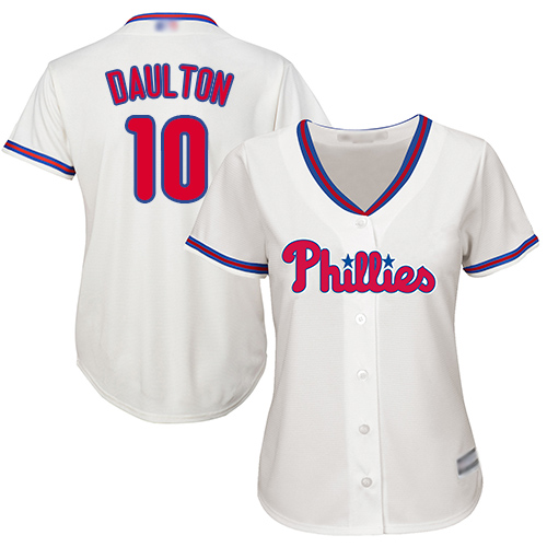Philadelphia Phillies #10 Darren Daulton Cream Alternate Women's Stitched Jersey Womens