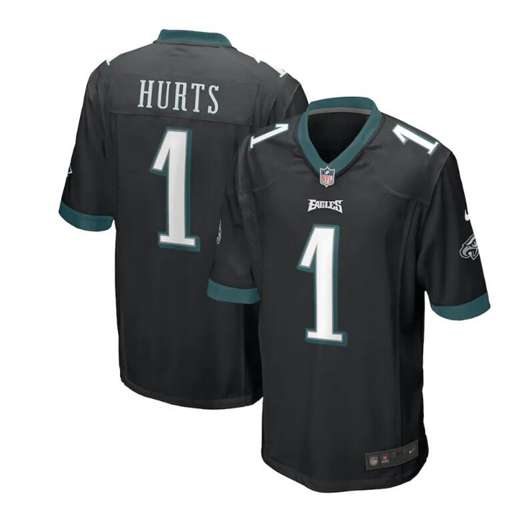 Philadelphia Eagles #1 Jalen Hurts Black Game Jersey Stitched American Football Jerseys
