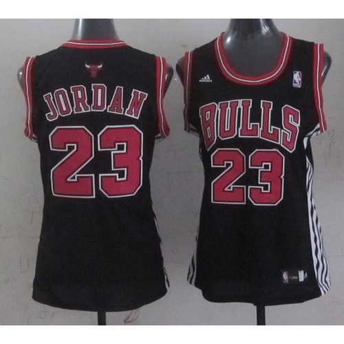 Chicago Bulls #23 Michael Jordan Black Fashion Womens Stitched Jersey Womens