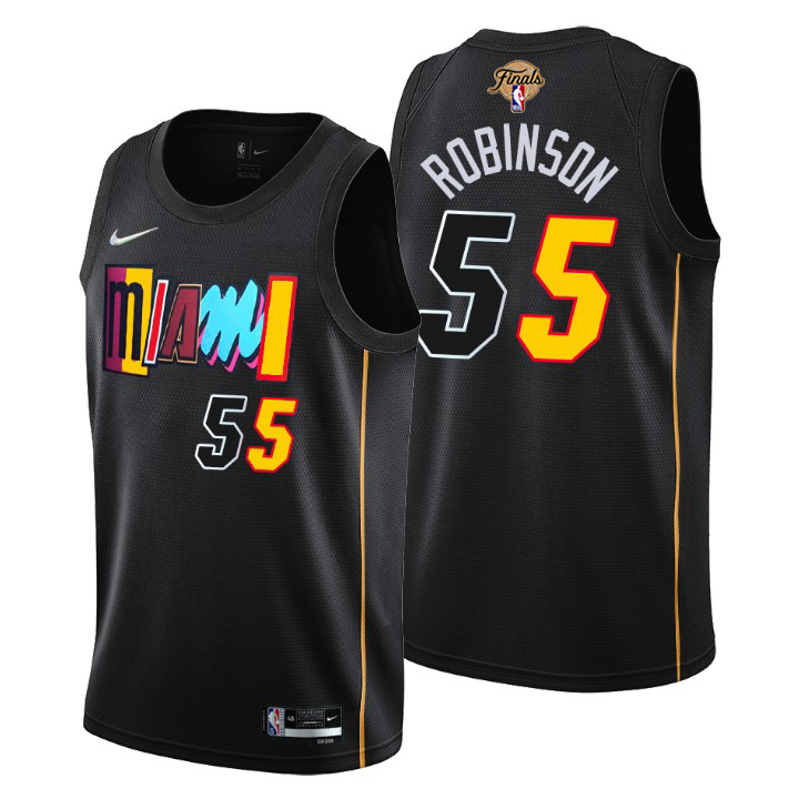 Miami Heat #55 Duncan Robinson Black 2023 Finals Patch Swingman Jersey - City Edition