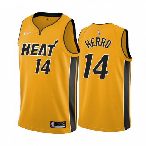 Miami Miami Heat #14 Tyler Herro Yellow Womens Swingman 2020-21 Earned Edition Jersey Womens