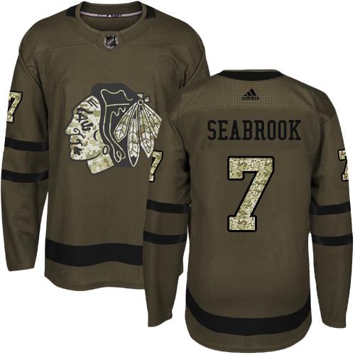 Adidas Chicago Blackhawks #7 Brent Seabrook Green Salute to Service Stitched Jersey Men's
