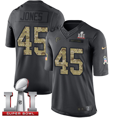 Atlanta Falcons #45 Deion Jones Black Super Bowl LI 51 Youth Stitched Limited 2016 Salute to Service Jersey Youth