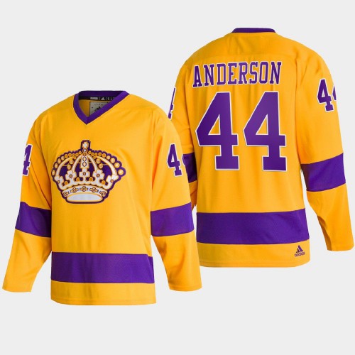 Adidas Los Angeles Kings #44 Mikey Anderson Team Classics Gold Men's 2022 Throwback Jersey Men's