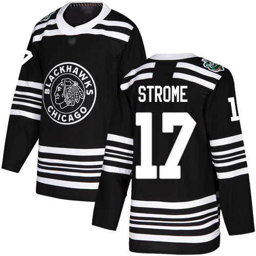 Adidas Chicago Blackhawks #17 Dylan Strome Black Authentic 2019 Winter Classic Stitched Jersey Men's