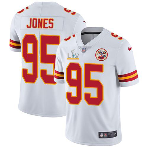 Chiefs #95 Chris Jones White Youth Super Bowl LV Bound Stitched Vapor Untouchable Limited Jersey