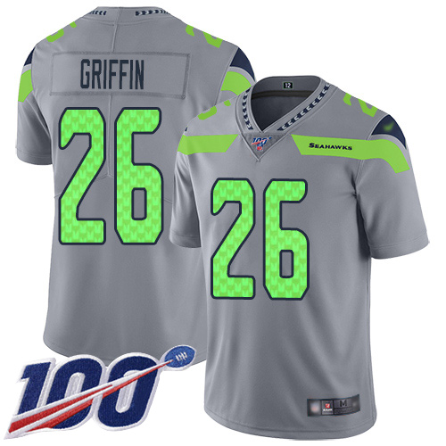 Seattle Seahawks #26 Shaquem Griffin Gray Men's Stitched Limited Inverted Legend 100th Season Jersey Men's