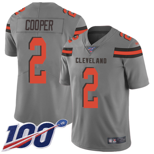 Browns #2 Amari Cooper Gray Men's Stitched Limited Inverted Legend 100th Season Jersey