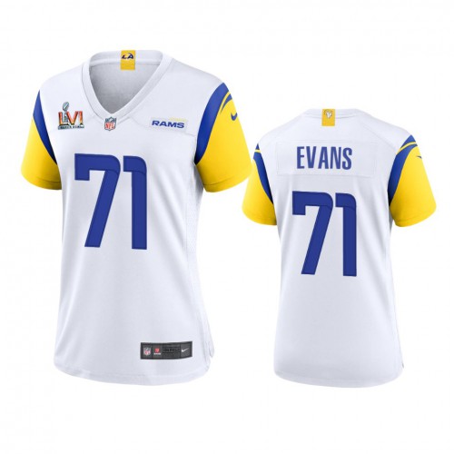 Los Angeles Los Angeles Rams #71 Bobby Evans Women's Super Bowl LVI Patch Alternate Game Jersey - White Womens