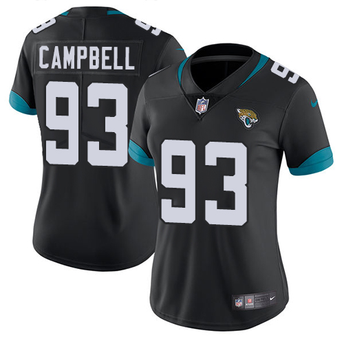 Jacksonville Jaguars #93 Calais Campbell Black Team Color Women's Stitched Vapor Untouchable Limited Jersey Womens